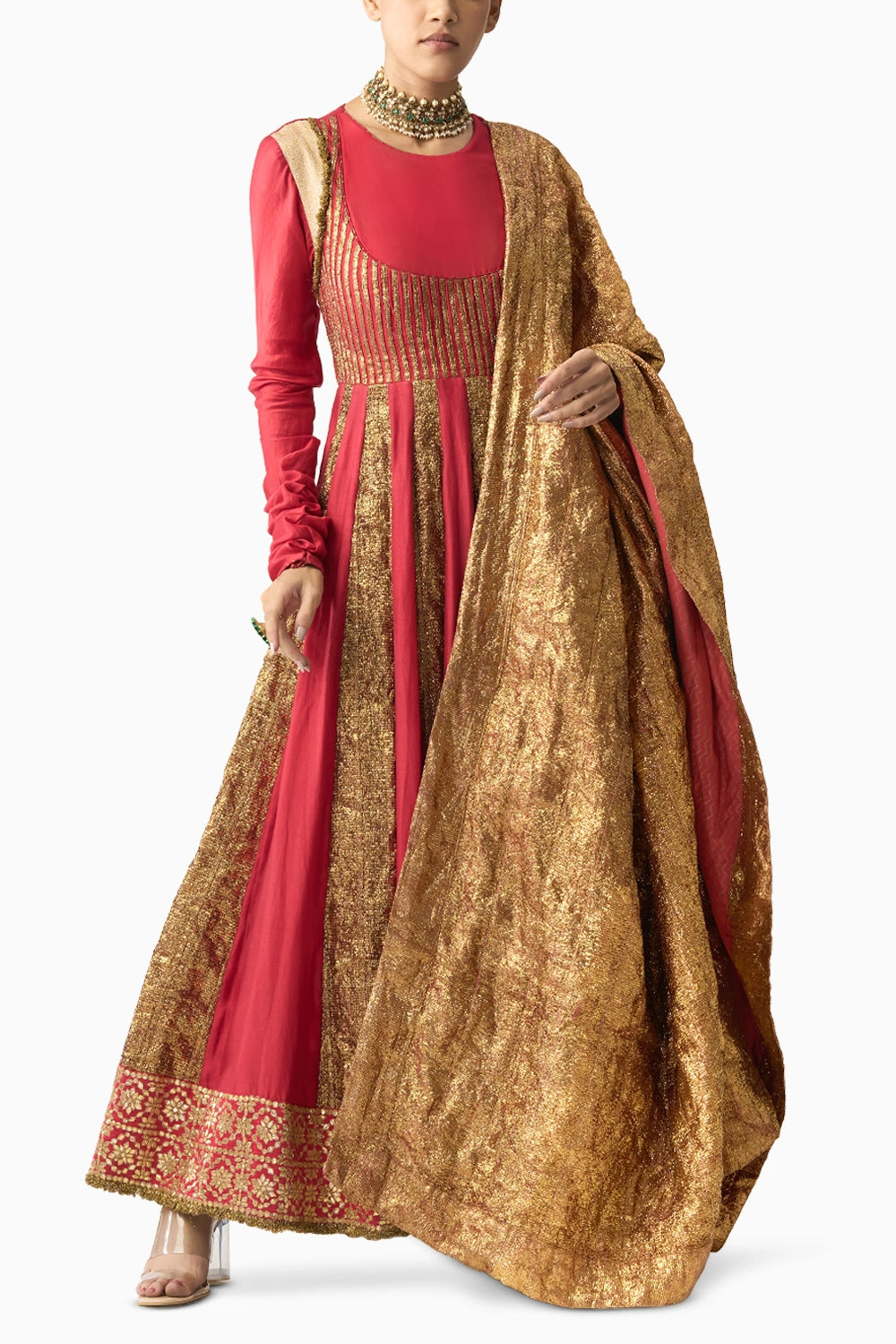 Roshini Laal Lampi Anarkali Dupatta Set