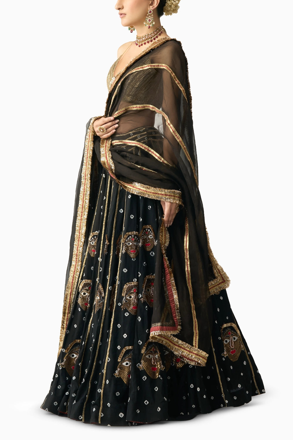 Reshma Bandhani Kala Kaptputli Lehenga Set