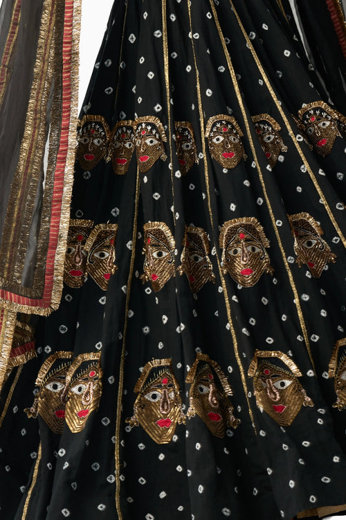 Reshma Bandhani Kala Kaptputli Lehenga Set