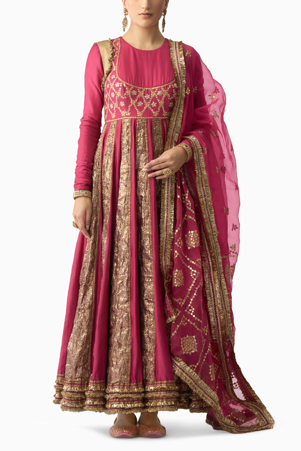 Aarohi Gulabi Lampi Anarkali Dupatta Set