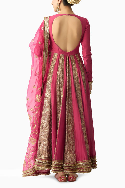 Aarohi Gulabi Lampi Anarkali Dupatta Set