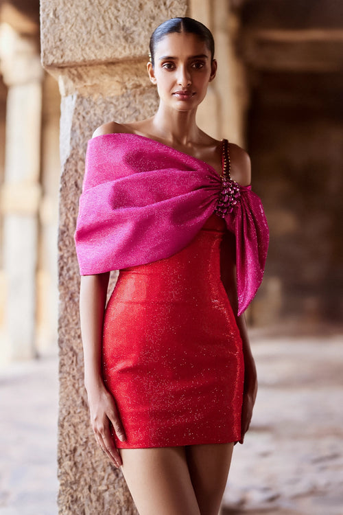 Azhi Red Dress with Bow