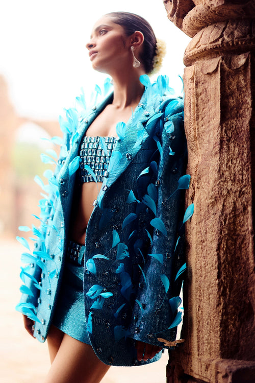 Shaila Turquoise Top with Mini Skirt and Tube