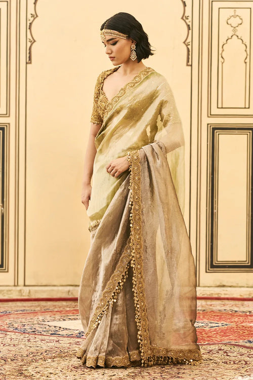 Shyama Tissue Zardosi Saree Set