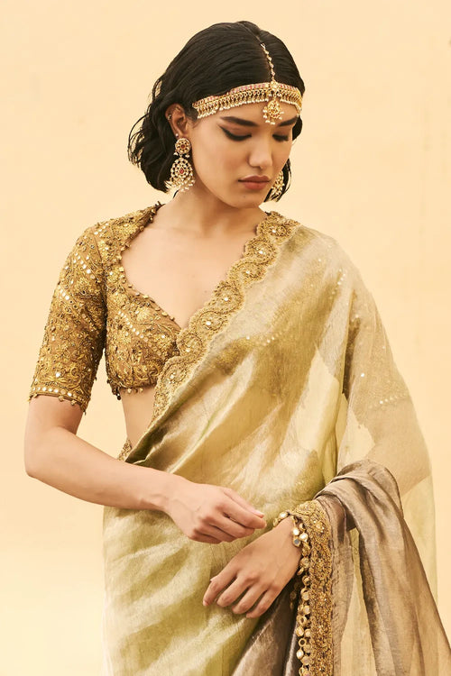 Shyama Tissue Zardosi Saree Set