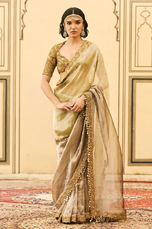 Shyama Tissue Zardosi Saree Set