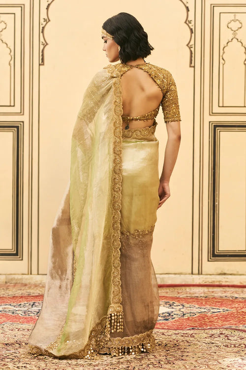 Shyama Tissue Zardosi Saree Set