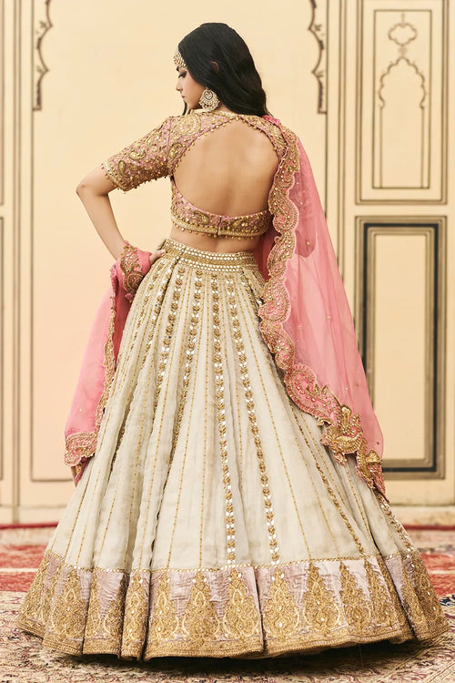 Gulabi-Rajat Tissue Lehenga Set