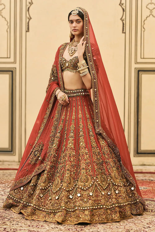 Sindoori Raw Silk Lehenga Set