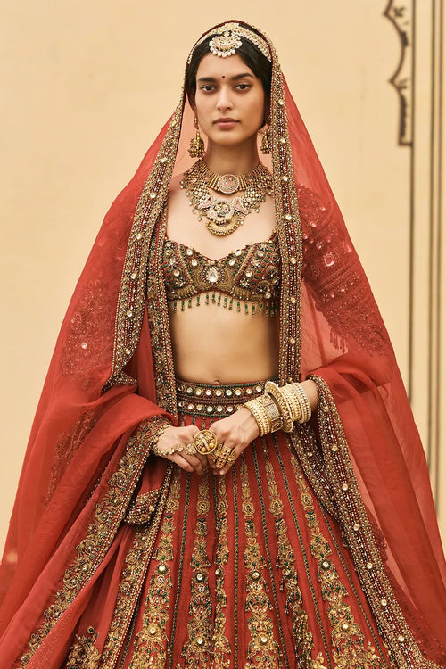 Sindoori Raw Silk Lehenga Set