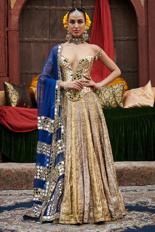 Chandi- Sona Stripes Lampi Lehenga Set