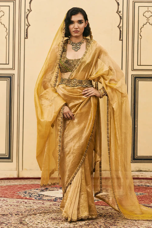 Haridra Jadaau Saree Set With Dupatta