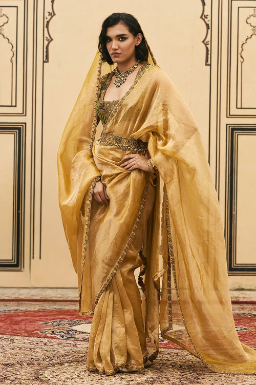 Haridra Jadaau Saree Set With Dupatta