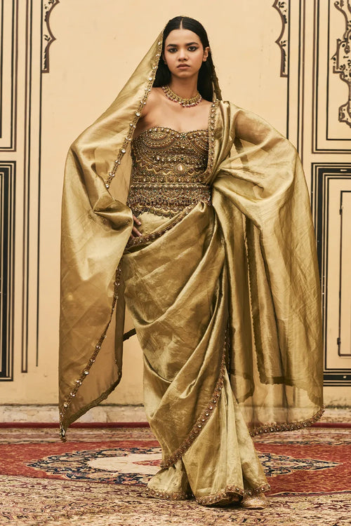 Pallavi Jadaau Corset Saree Set With Dupatta