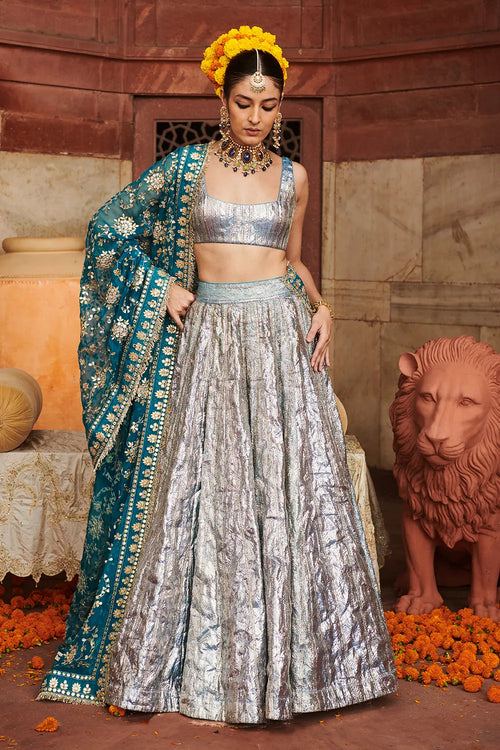 Aasmani Lampi Lehenga Set