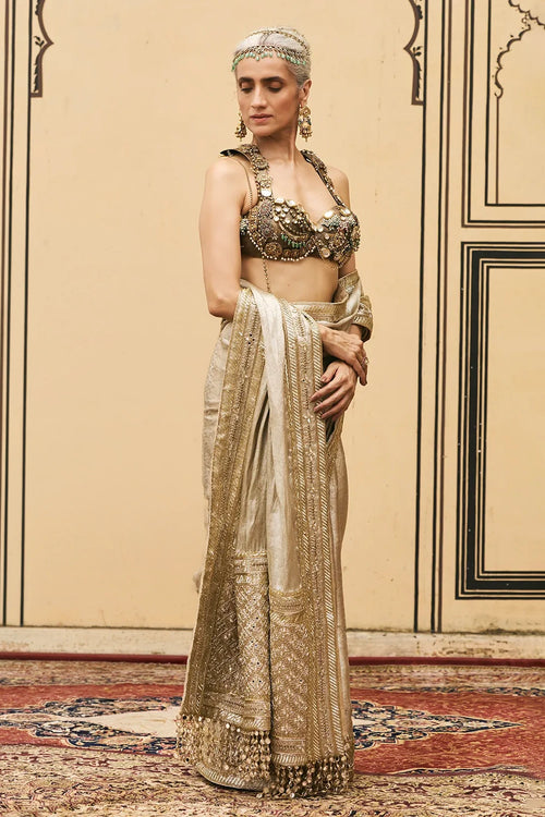 Swarnim Tissue Brocade Metal Saree Set