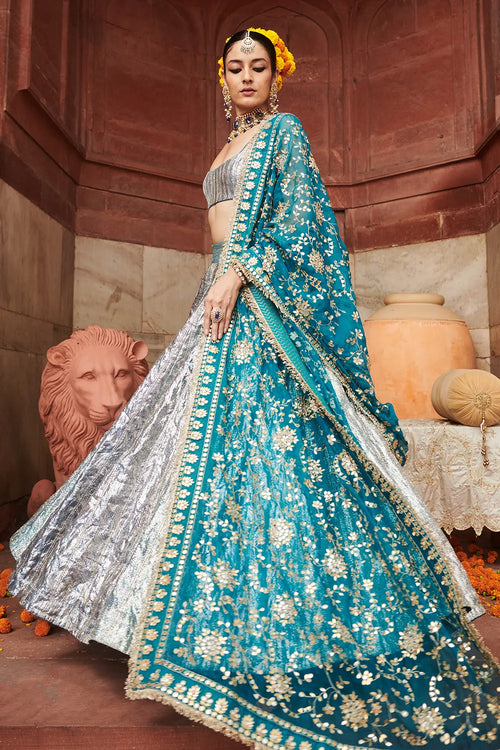Aasmani Lampi Lehenga Set