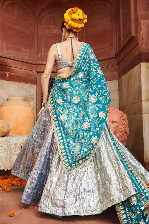 Aasmani Lampi Lehenga Set