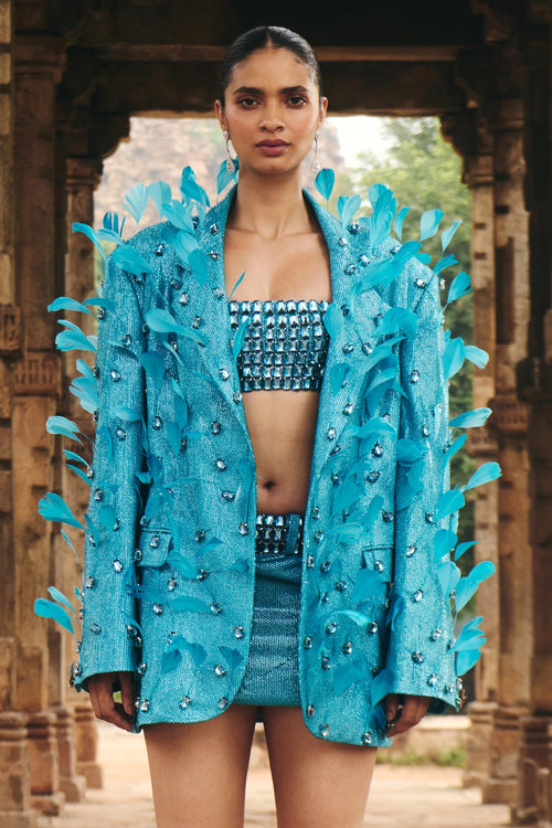 Shaila Turquoise Top with Mini Skirt and Tube