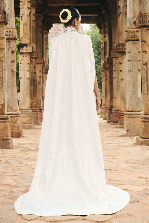 Soma Cascade Silver Stone Dress with White Cape