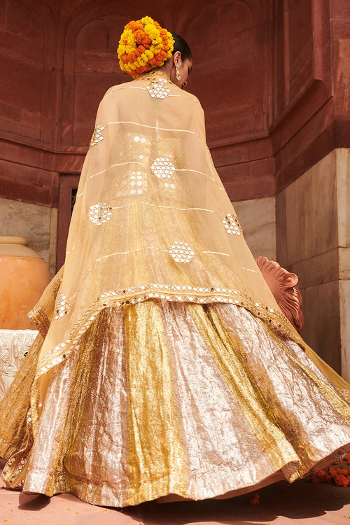 Chandi Sona Sheesh Lampi Lehenga Set with Cape