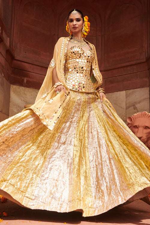 Chandi Sona Sheesh Lampi Lehenga Set with Cape