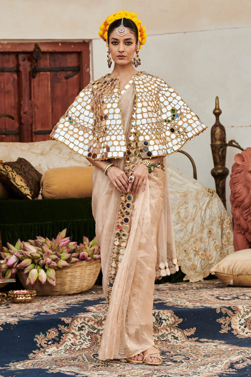 Mradul Aayna Cape Saree