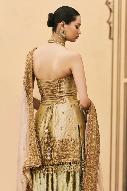 Hariyal Velvet Brocade Farshi Set
