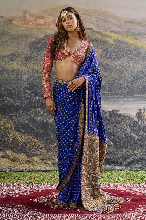 Neelpari Dabka Silk Saree Set