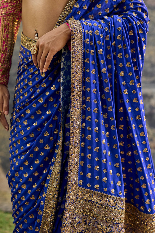 Neelpari Dabka Silk Saree Set