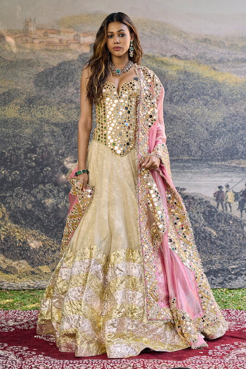 Sunehri Roshan Mirror Lehenga Set
