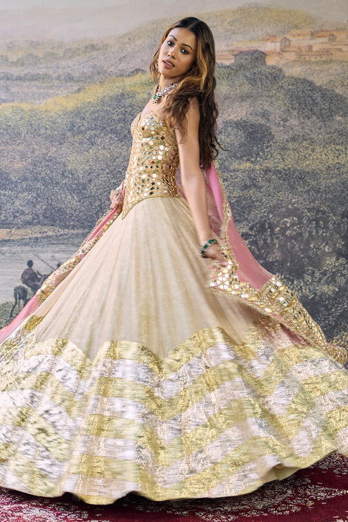 Sunehri Roshan Mirror Lehenga Set