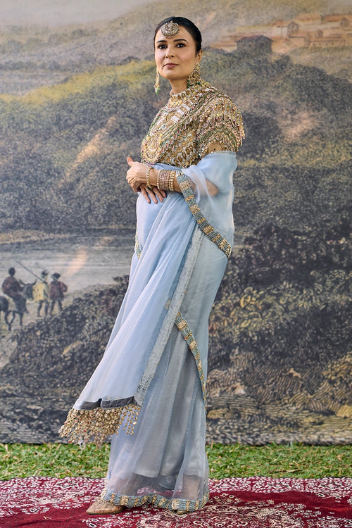 Blue Neelambari Saree Set