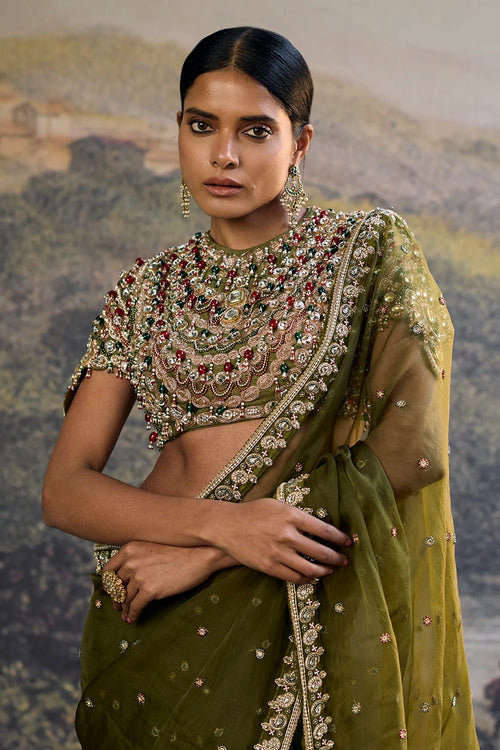 Zoya Jewel Organza Saree Set