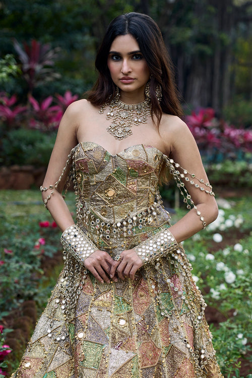 Gulnaar Gota Lehenga Set