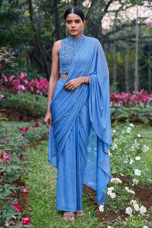 Neel Tara Crystal Saree Set