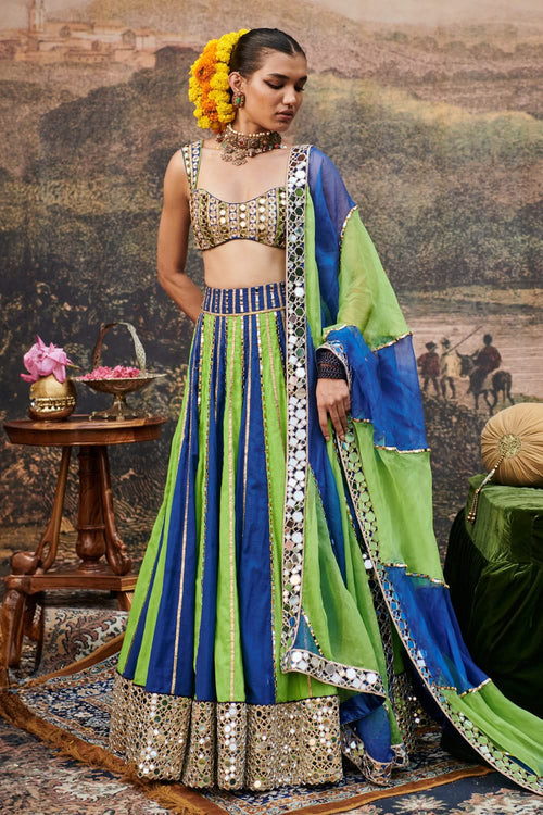 Hari Neel Lehenga Set