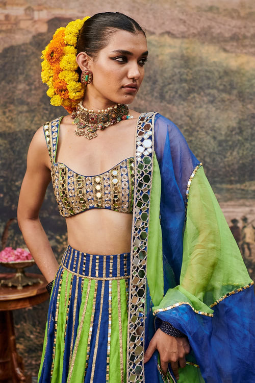 Hari Neel Lehenga Set