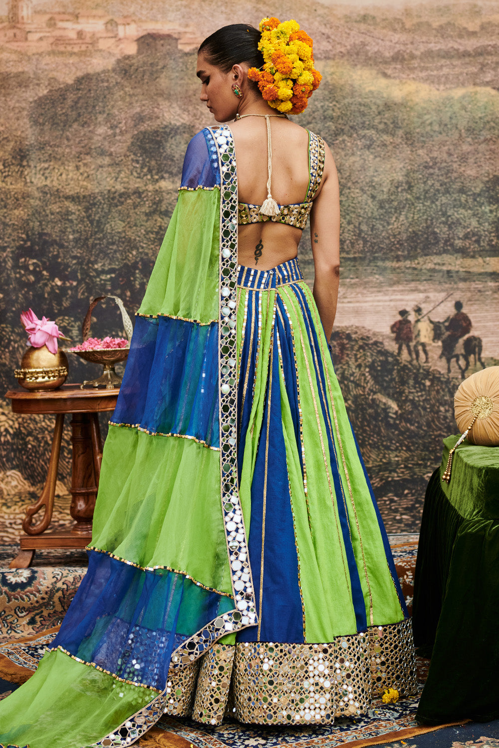 Hari Neel Lehenga Set