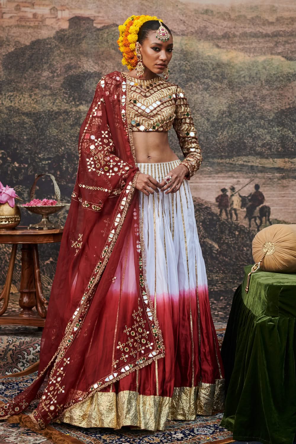 Surkh Lehenga Set