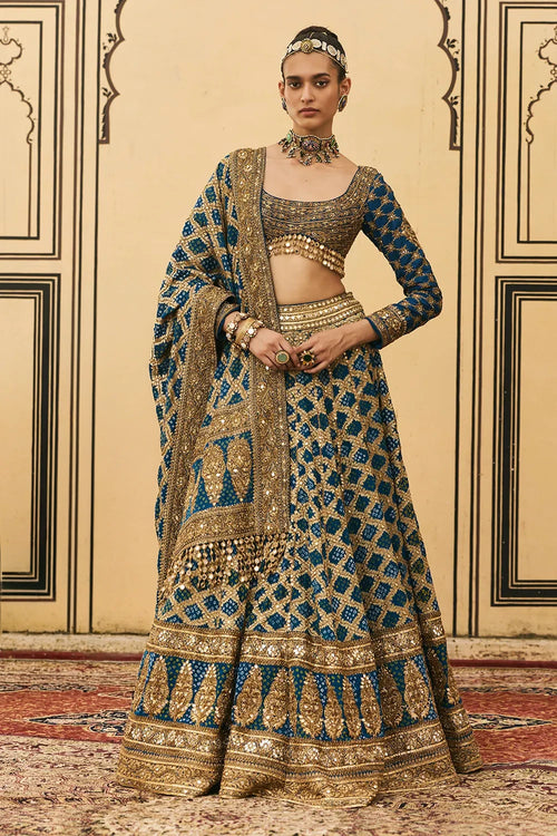 Blue Bandhani Lehenga Set