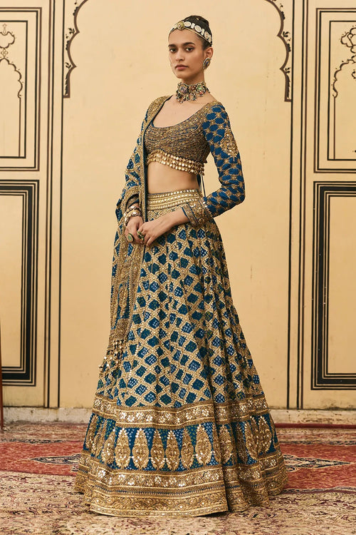 Blue Bandhani Lehenga Set