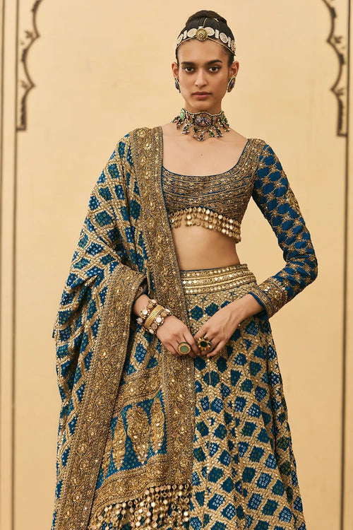 Blue Bandhani Lehenga Set