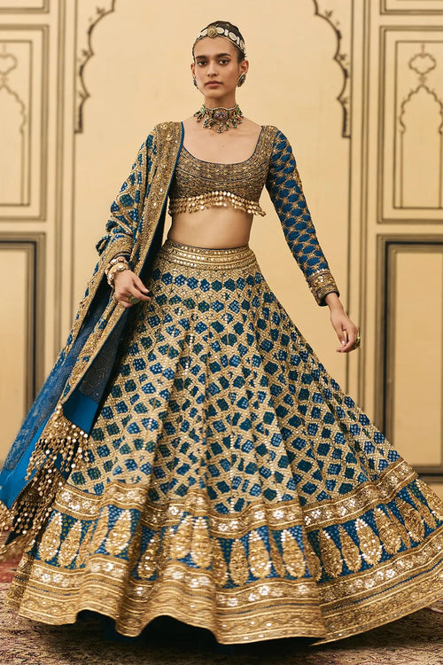 Blue Bandhani Lehenga Set