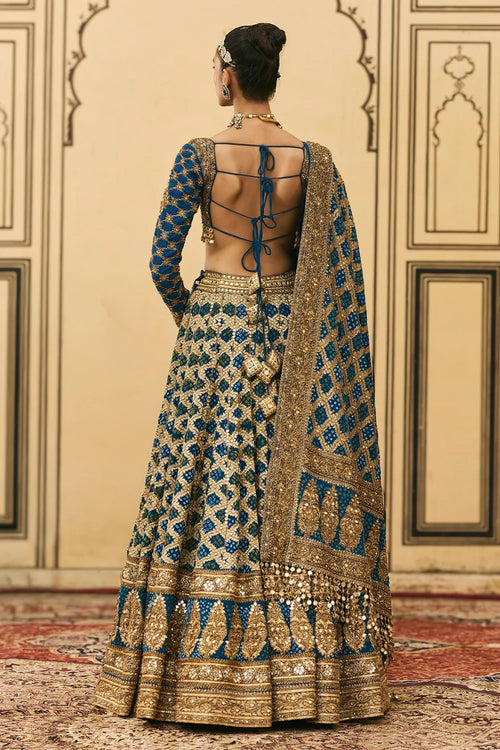 Blue Bandhani Lehenga Set
