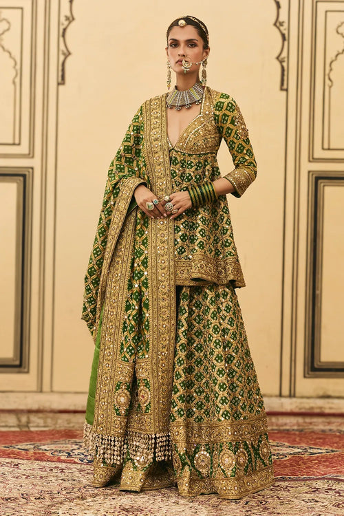 Hara Bandhej Sharara Set