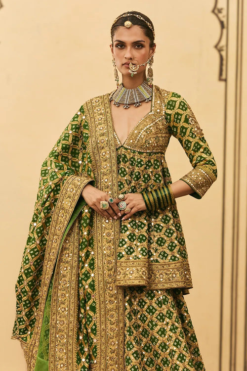 Hara Bandhej Sharara Set