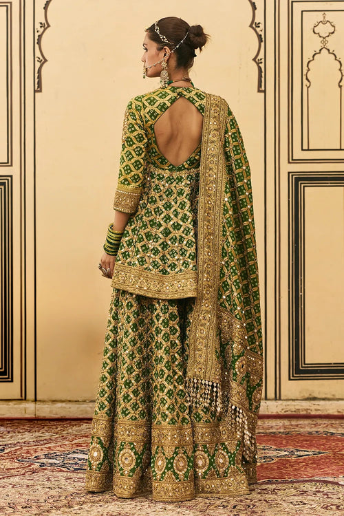 Hara Bandhej Sharara Set