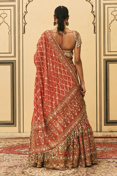 Red Bandhani Lehenga Set