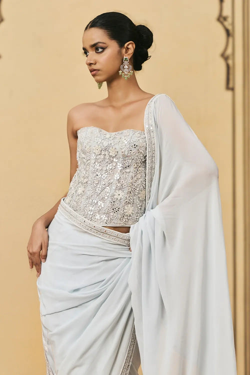 Falsai Georgette Corset Saree Set